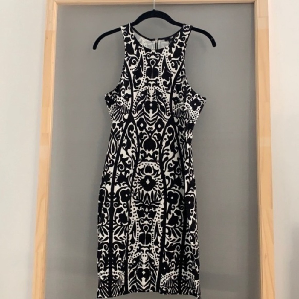 H&M fitted tank dress black and white Medium